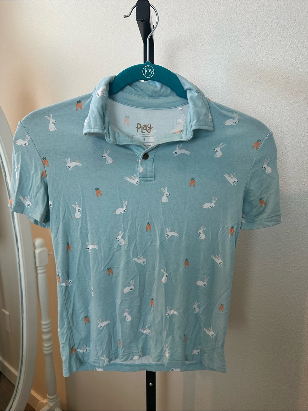 Little Sleepies Light Blue Bunny & Carrot Polo